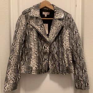 Philosophy Jacket Snake Print , Faux Suede Moto Biker Women Sz S